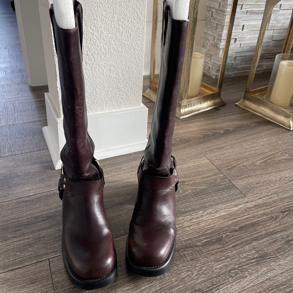Jeffery Campbell REFLECTN Harness Brown Leather Moto Boots - Picture 16 of 16